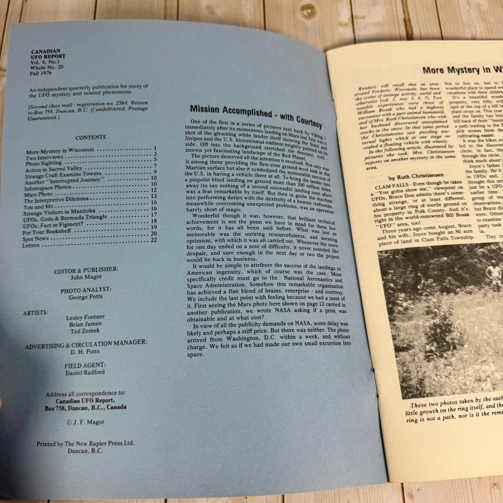 CANADIAN UFO REPORT Vol 4 No 1 Fall 1976 UFOlogy Magazine John Magor